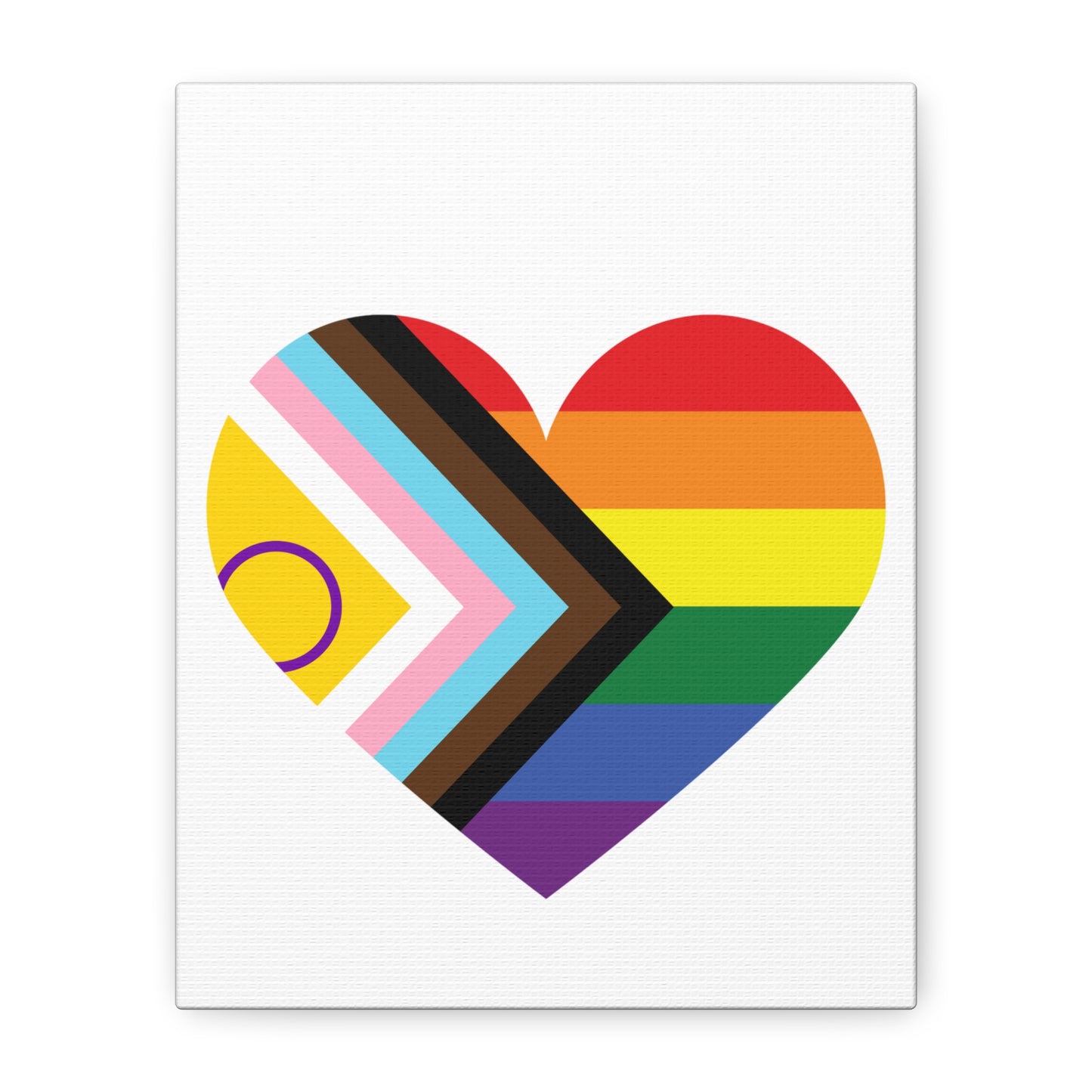 Progress Pride Heart Canvas | LGBTQ+ Wall Art & Home Decor