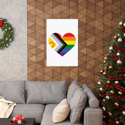 Progress Pride Heart Poster | LGBTQ+ Ally & Inclusivity Wall Art