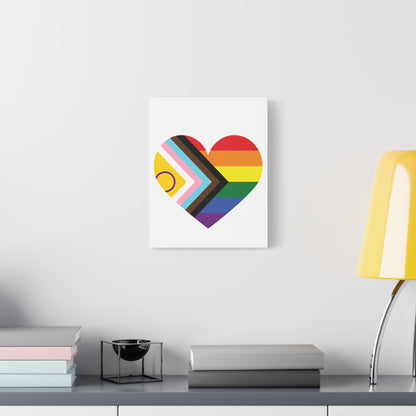 Progress Pride Heart Canvas | LGBTQ+ Wall Art & Home Decor