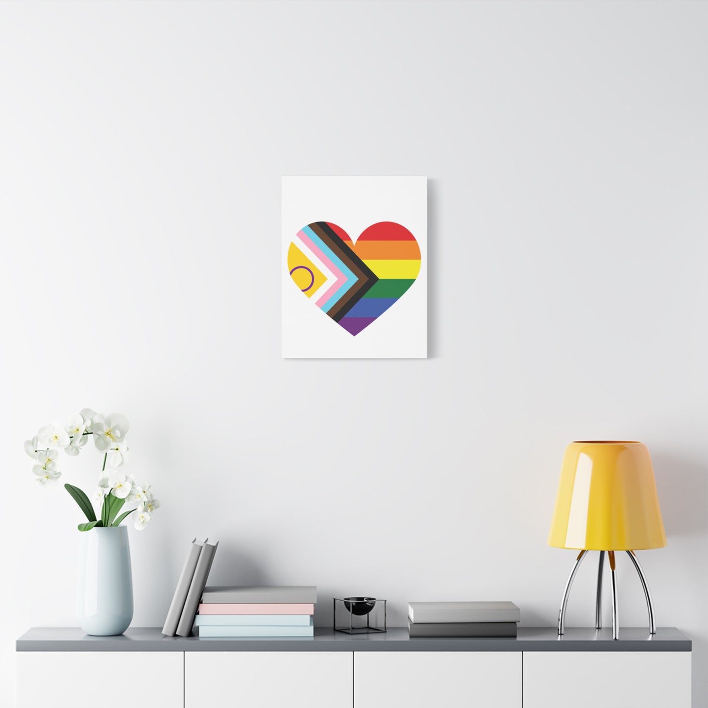 Progress Pride Heart Canvas | LGBTQ+ Wall Art & Home Decor